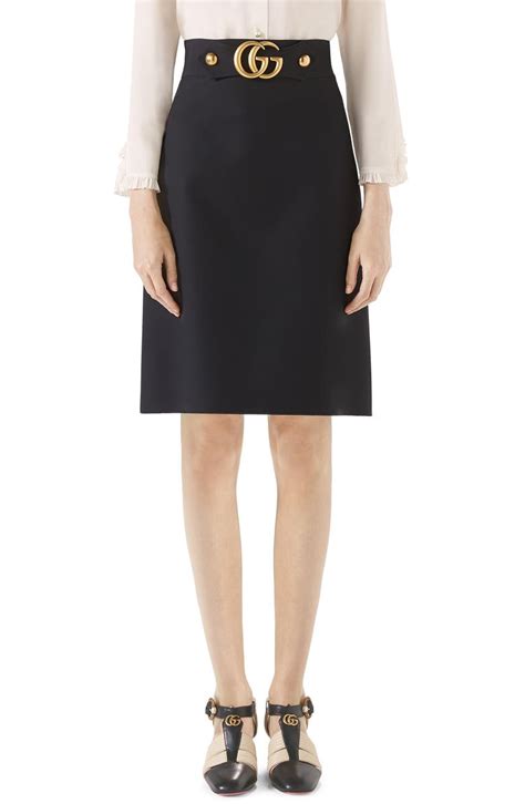 gucci a-line double g crepe skirt